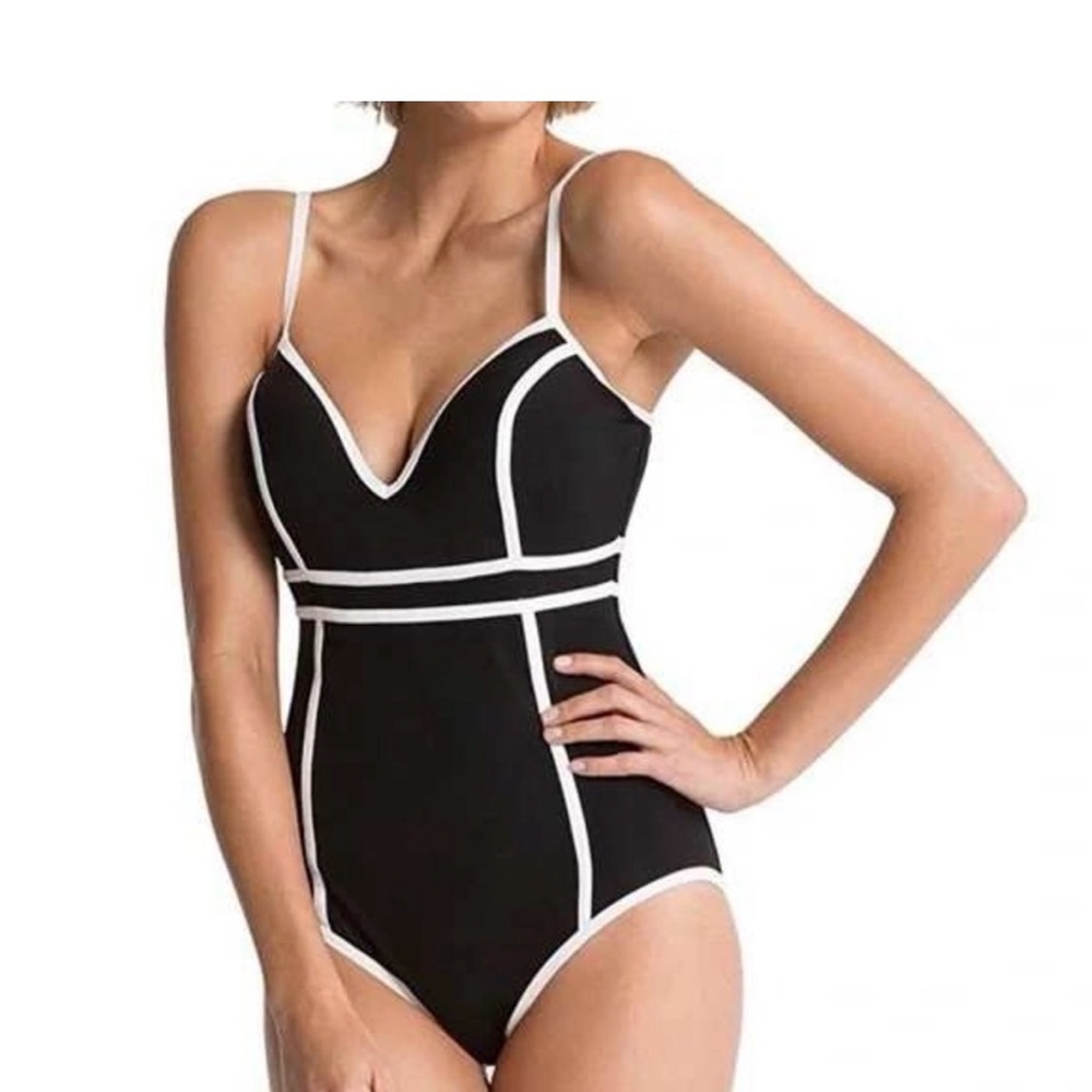 SPANX Black and White One-Piece Swimsuit
